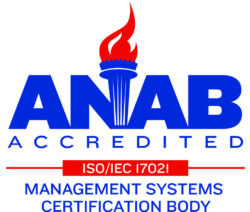 ANAB accredited managemen systems certification body logo